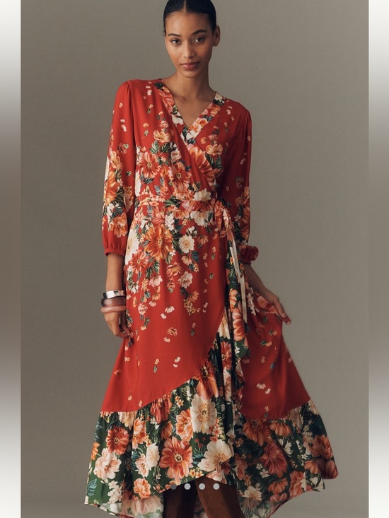 FARM Rio Dresses & Skirts - Farm Rio Long-Sleeve Floral Wrap Midi Dress - Sz XSP